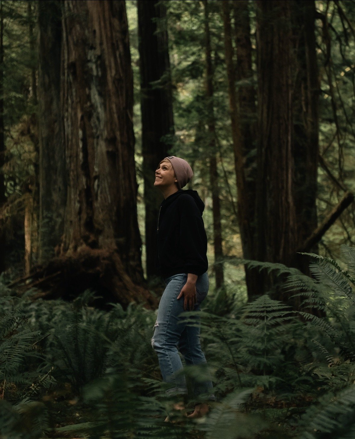 Leigh in the redwood forest